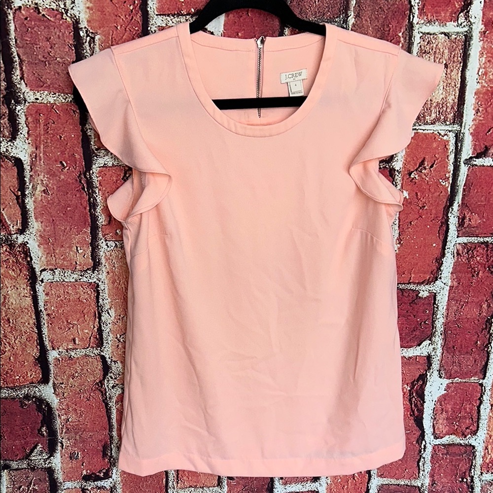 J.Crew Peach Ruffle Cap Sleeve Blouse Size 4